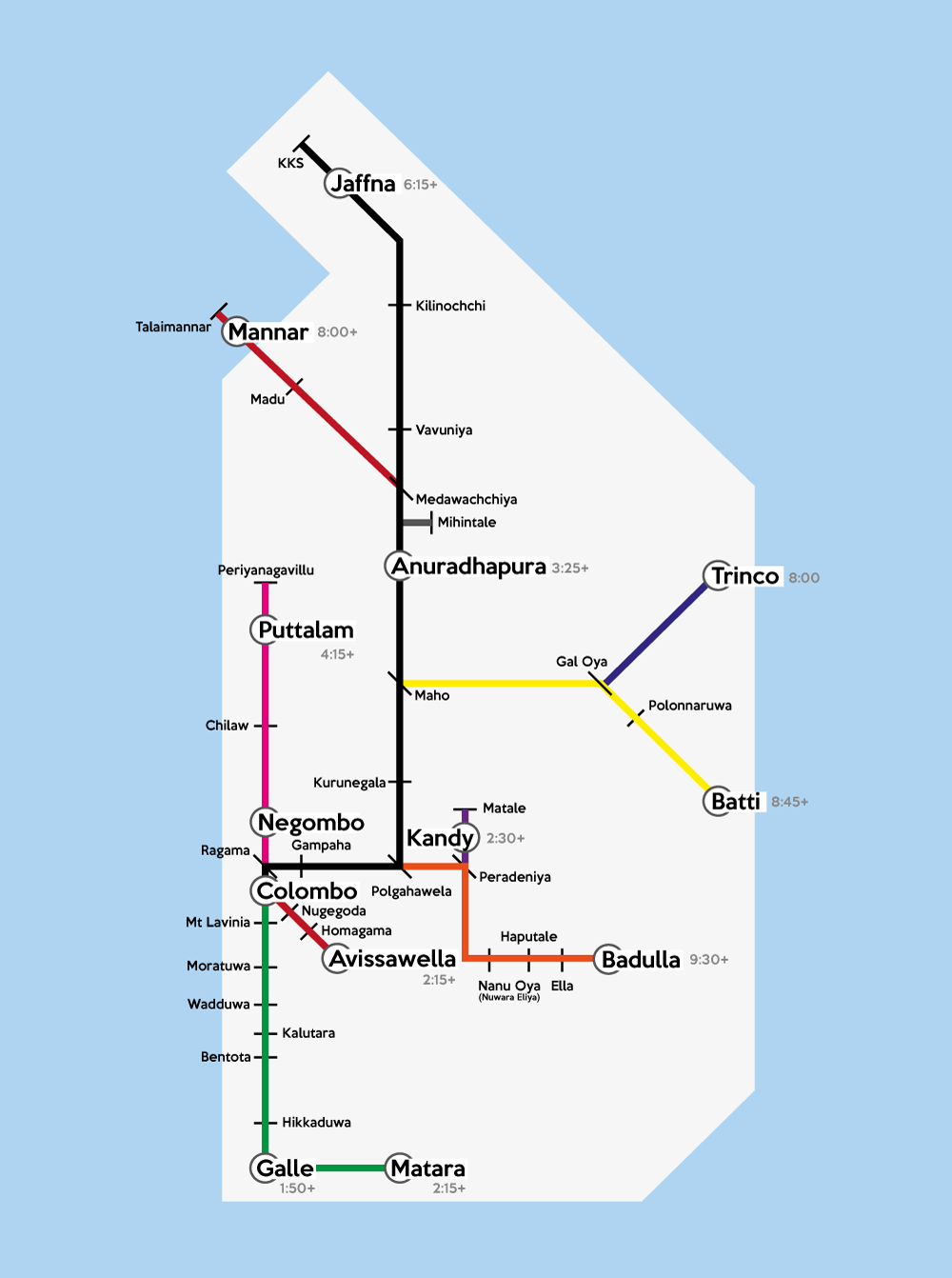 Sri Lanka Train Carte réseau
