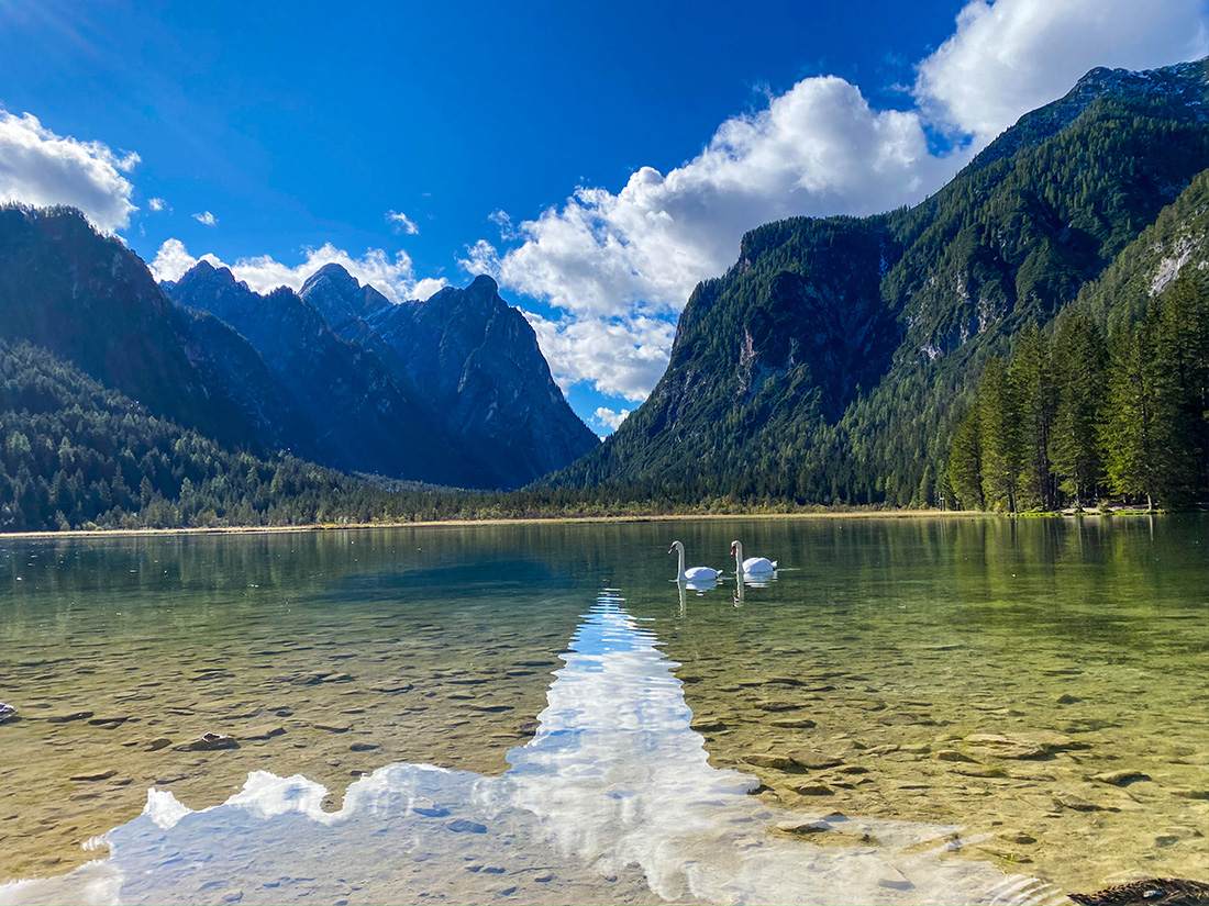 Italie Dolomites Lago Dobiacco signes